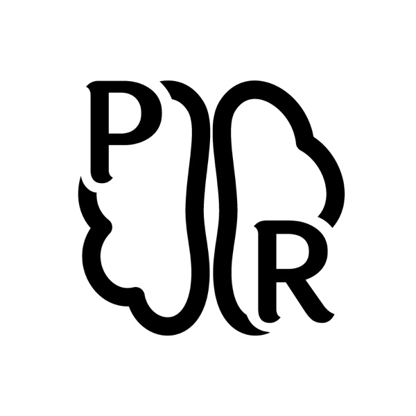 The Pain Rebels app on a laptop and a phone, showing the logo: a brain with the letters P and R written over its upper left and lower right corners.